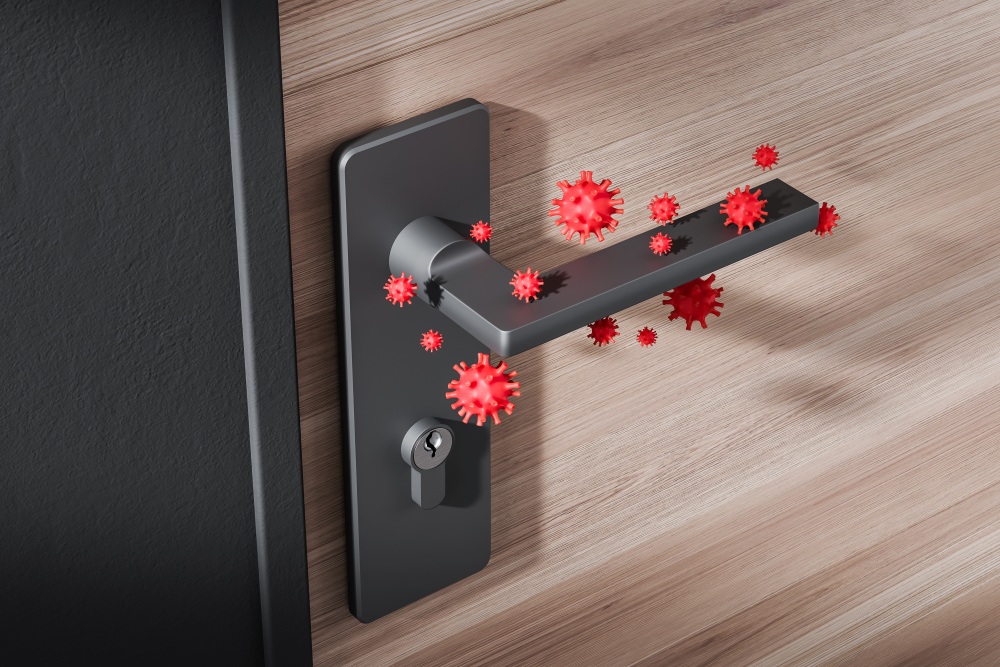 Bacteria spores on door handle